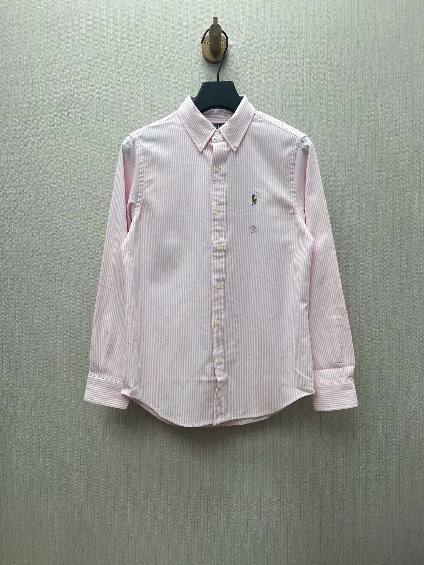 🅿️460 Polo 25ss new Logo embroidered striped square collar casual long-sleeved shirt Men's size: XS.S.M.L.XL.